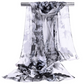 Dreamy Floral Chiffon Silk Scarf for Woman Evening Shawl Semi Sheer