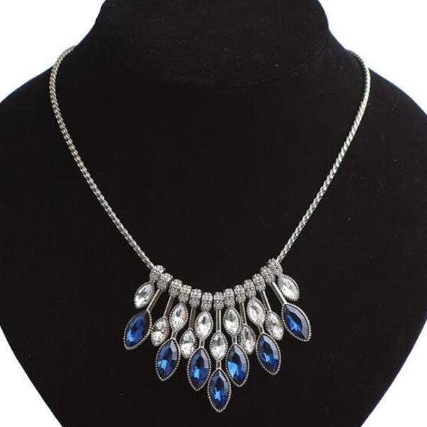 Sapphire Falls Blue Cocktail Necklace