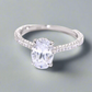 Alexandra Brilliant 2.5CT Oval Petite French Pavé Crown 14K Gold Plated over Sterling Silver OB Simulated Diamond Ring for Women Special Occasion Engagement Wedding Anniversary