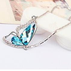 Wondrous Wings Crystal Butterfly Necklace ~ In Ten Colors