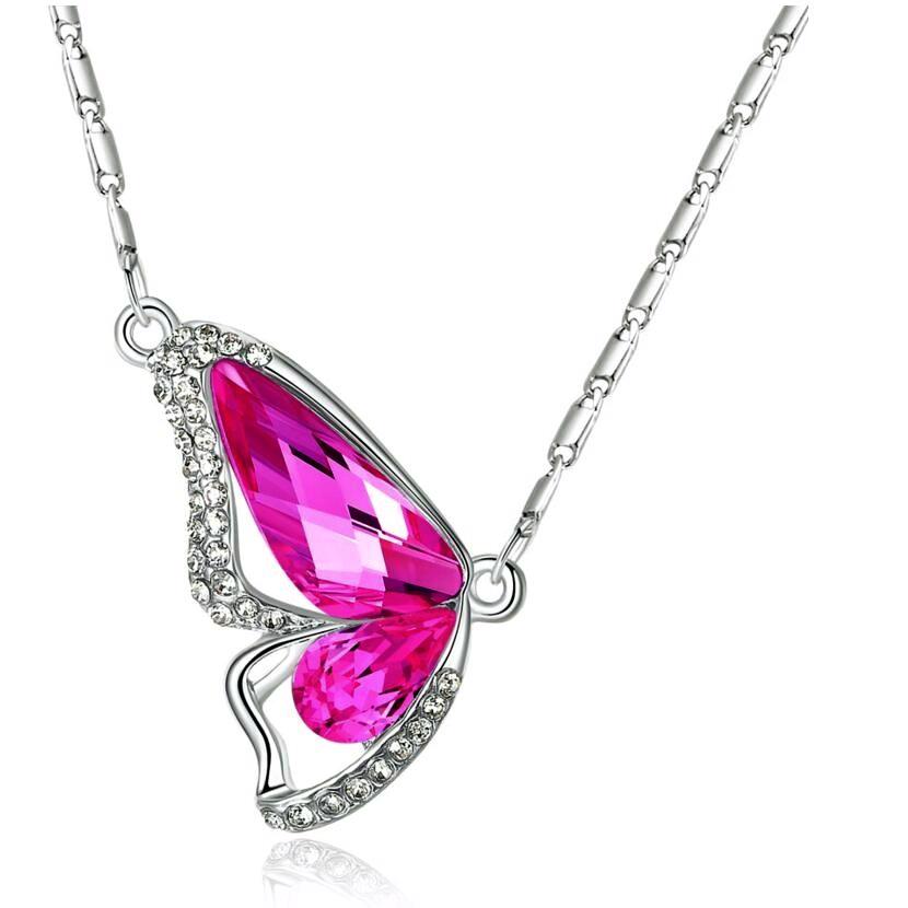 Wondrous Wings Crystal Butterfly Necklace ~ In Ten Colors