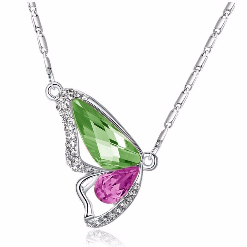 Wondrous Wings Crystal Butterfly Necklace ~ In Ten Colors