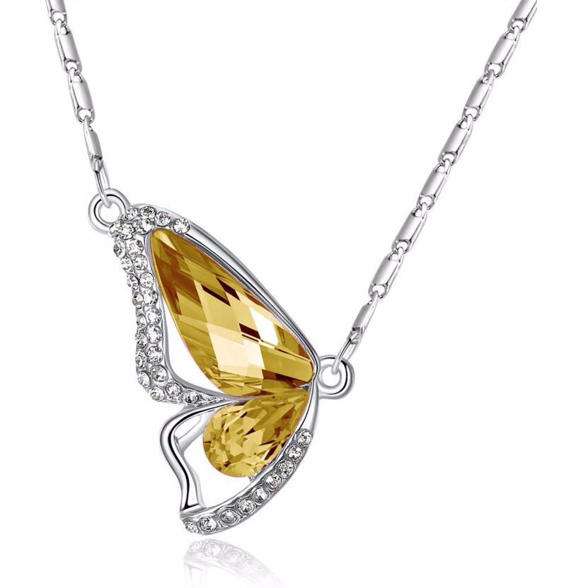 Wondrous Wings Crystal Butterfly Necklace ~ In Ten Colors