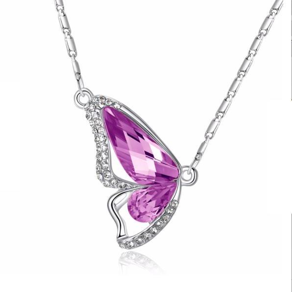 Wondrous Wings Crystal Butterfly Necklace ~ In Ten Colors