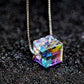 Color Magic Austrian Crystal Cube Necklace 14K White Gold plated Box Chain for Women Special Occasion Hoilday Birthday Everyday Wear