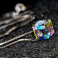 Color Magic Austrian Crystal Cube Necklace 14K White Gold plated Box Chain for Women Special Occasion Hoilday Birthday Everyday Wear