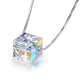 Color Magic Austrian Crystal Cube Necklace 14K White Gold plated Box Chain for Women Special Occasion Hoilday Birthday Everyday Wear