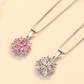 Cherry Blossoms Cubic Zirconia 14K White Gold Plated Necklace for Women