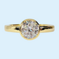 Coco D'ora 1.25CT Round Bezel Set OB Simulated Diamond Solitaire 18K Gold over Sterling Silver Ring for Women Bridal Engagement Wedding Anniversary Gift