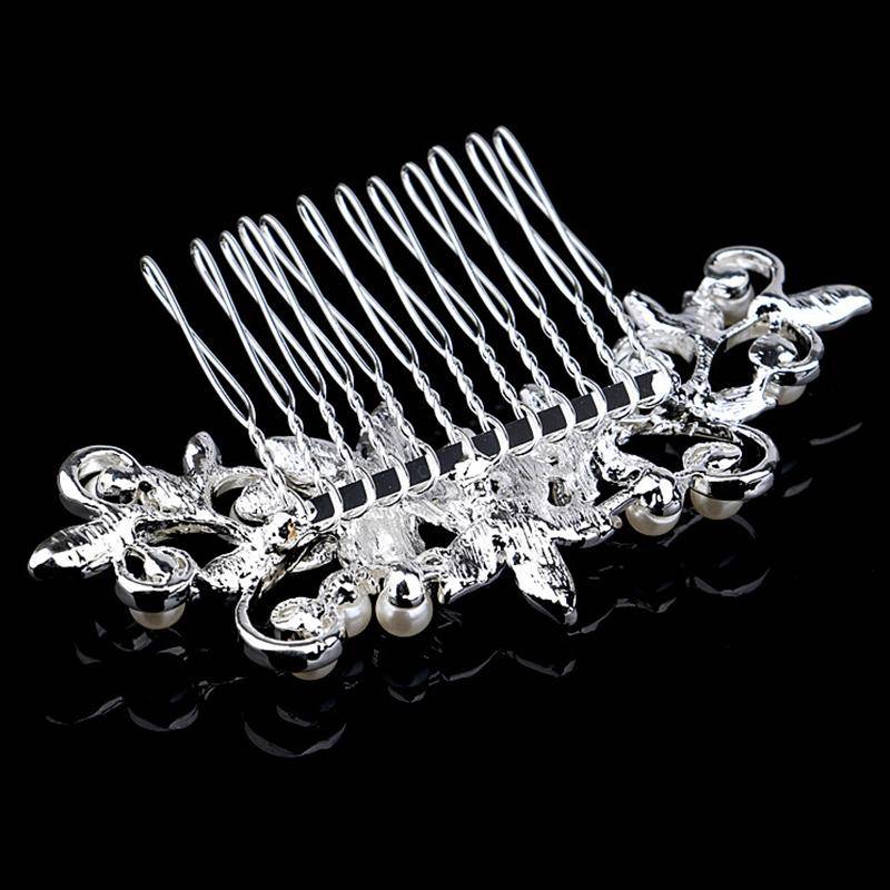 Sparkling Garden Crystal and Pearl Accented Hair Comb for Woman Special Occasion Bridal Prom