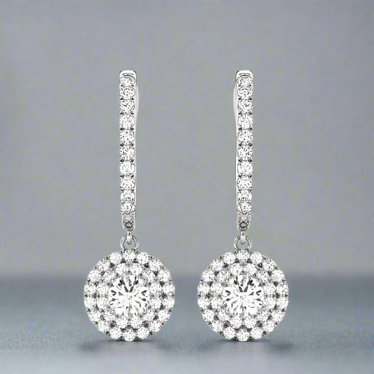 Lanah 1CT Round Halo OB Simulated Diamond Earrings for Women Bridal, Engagement, Anniversary