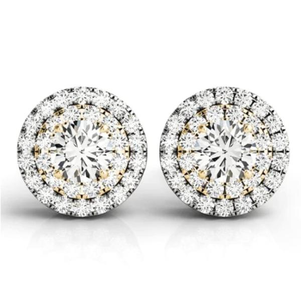 Angelique Double Halo OB Simulated Diamond Stud Earrings for Woman Special Occasion Wedding Bridal