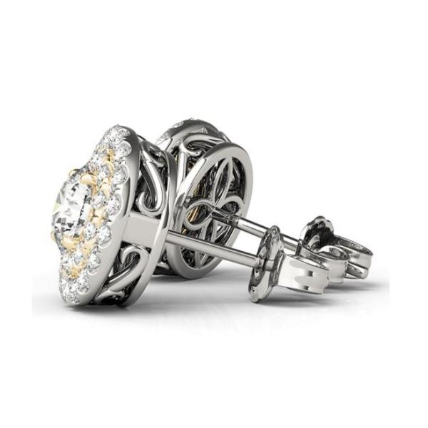 Angelique Double Halo OB Simulated Diamond Stud Earrings for Woman Special Occasion Wedding Bridal
