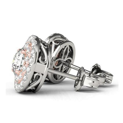 Angelique Double Halo OB Simulated Diamond Stud Earrings for Woman Special Occasion Wedding Bridal