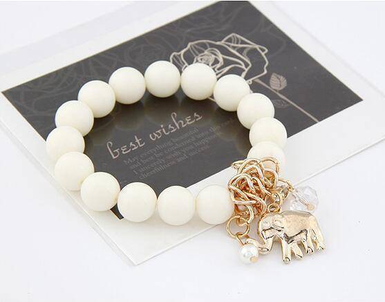 Lucky Elephant Charm Bead Bracelet - 2 Colors