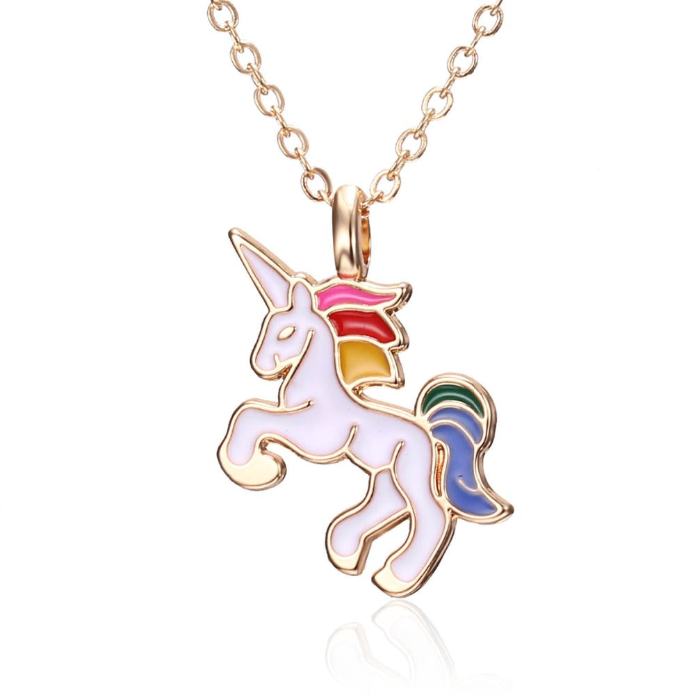 A Little Fantasy Unicorn Gold & Enamel Necklace