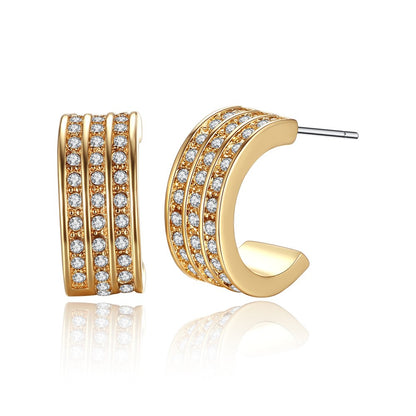 Flashy CZ Half Hoop Earrings