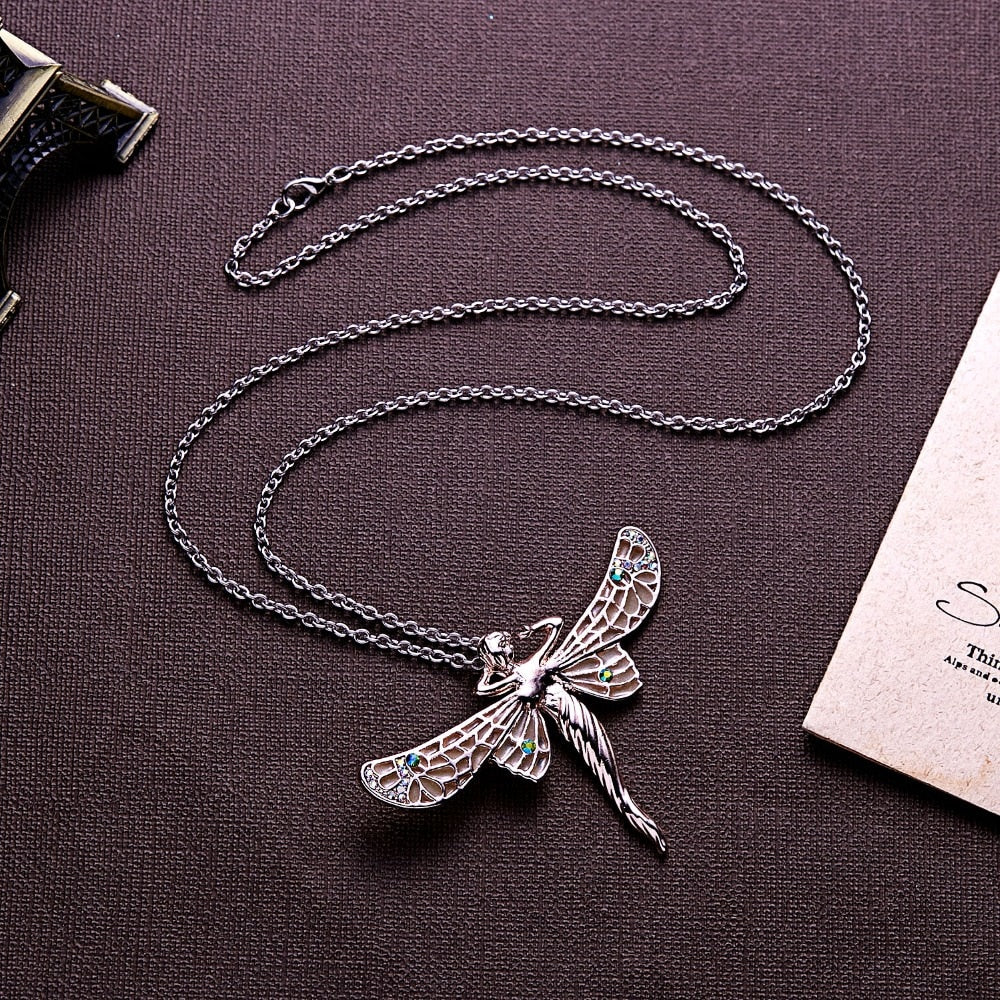 Glow In The Dark Dragonfly Fairy Pendant Necklace