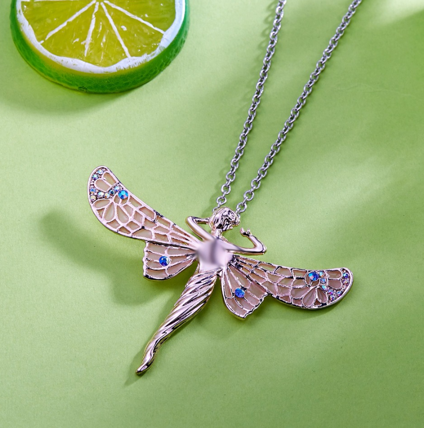 Glow In The Dark Dragonfly Fairy Pendant Necklace