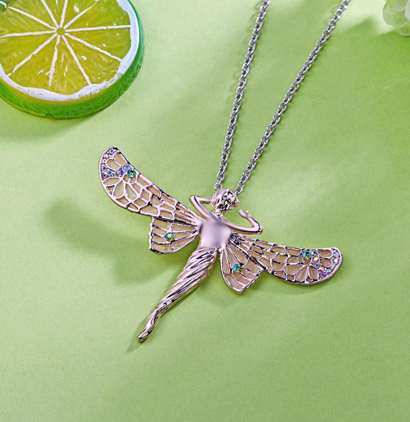 Glow In The Dark Dragonfly Fairy Pendant Necklace