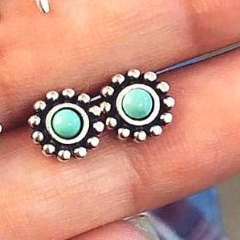 Tiny Blue Daisy Stud Earrings