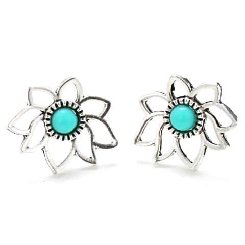 Lotus Garden Turquoise Stud Earrings