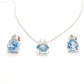 Genuine Blue Topaz & Diamond Accented OB Precious Gems 925 Sterling Silver Necklace & Earrings Set