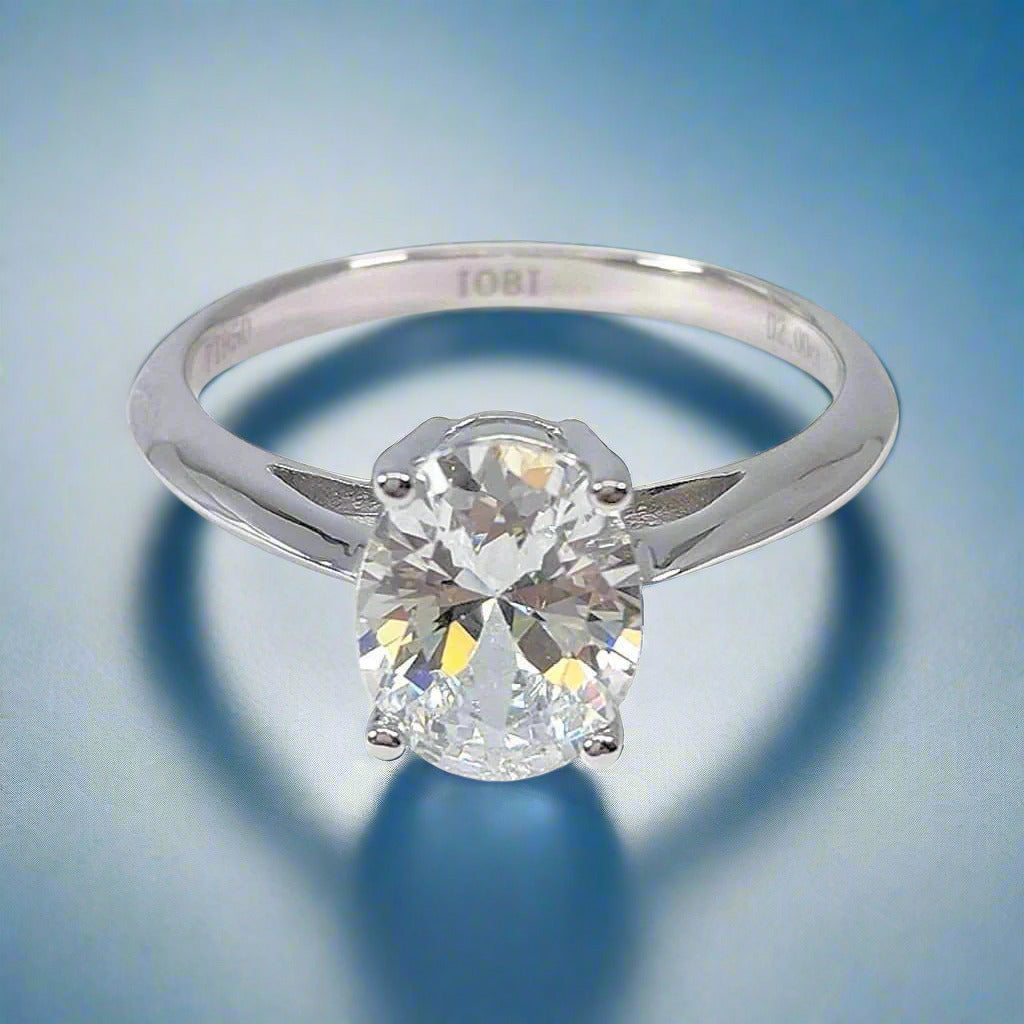 Nia 2CT Oval Solitaire OB Simulated Diamond Platinum Plated Ring for Women