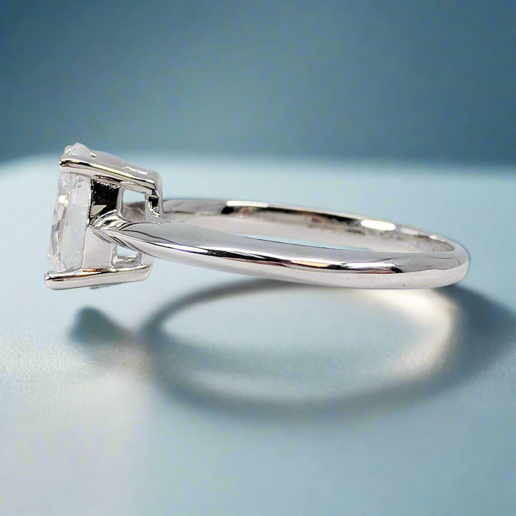 Nia 2CT Oval Solitaire OB Simulated Diamond Platinum Plated Ring for Women