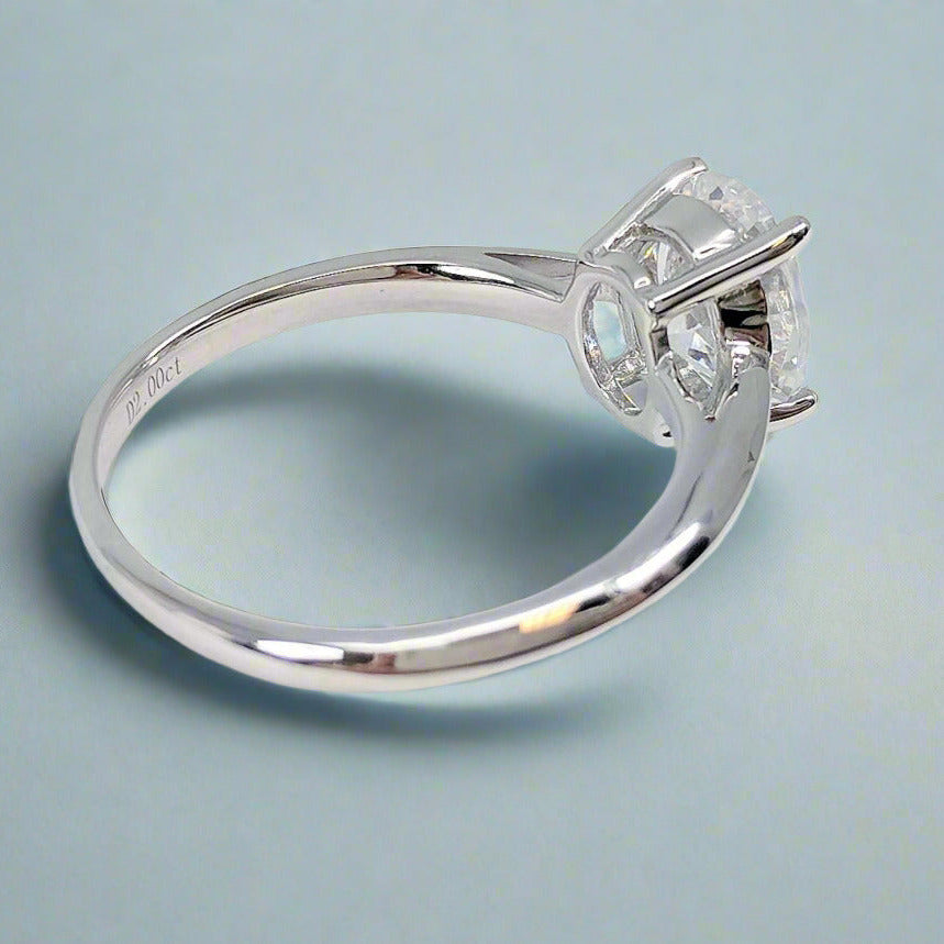 Nia 2CT Oval Solitaire OB Simulated Diamond Platinum Plated Ring for Women