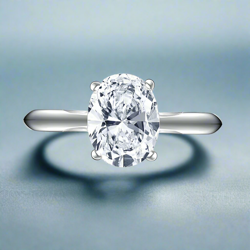 Nia 2CT Oval Solitaire OB Simulated Diamond Platinum Plated Ring for Women