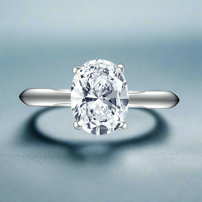 Nia 2CT Oval Solitaire OB Simulated Diamond Platinum Plated Ring for Women