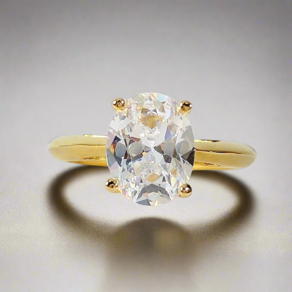 Nia D’Oro 2CT Oval Solitaire OB Simulated Diamond Ring for Women