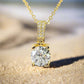 Giselle 1CT Tension Set OB Simulated Diamond Solitaire 18K Gold Plated Over Sterling Silver Pendant  Necklace for Women