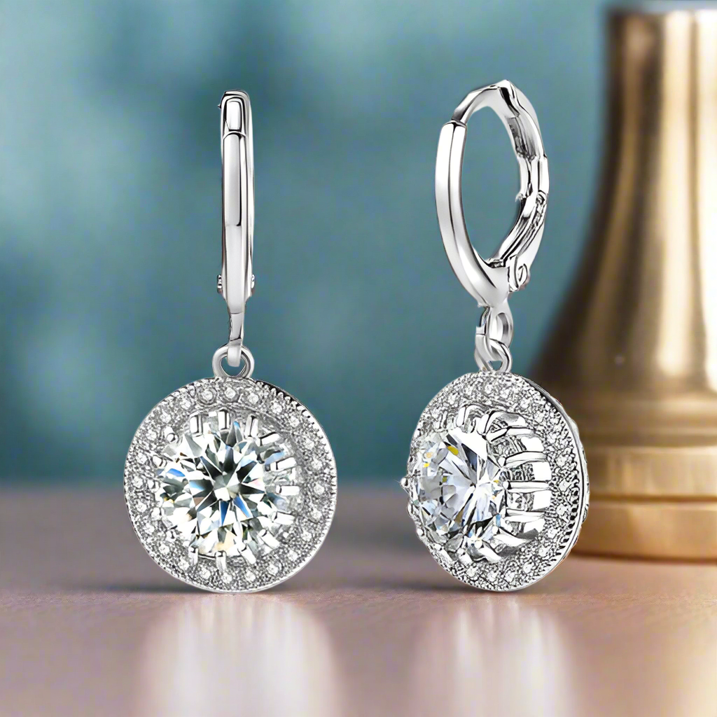 Truly Glorious Halo 2.4CTW Swiss CZ Drop Hoop Earrings for Women