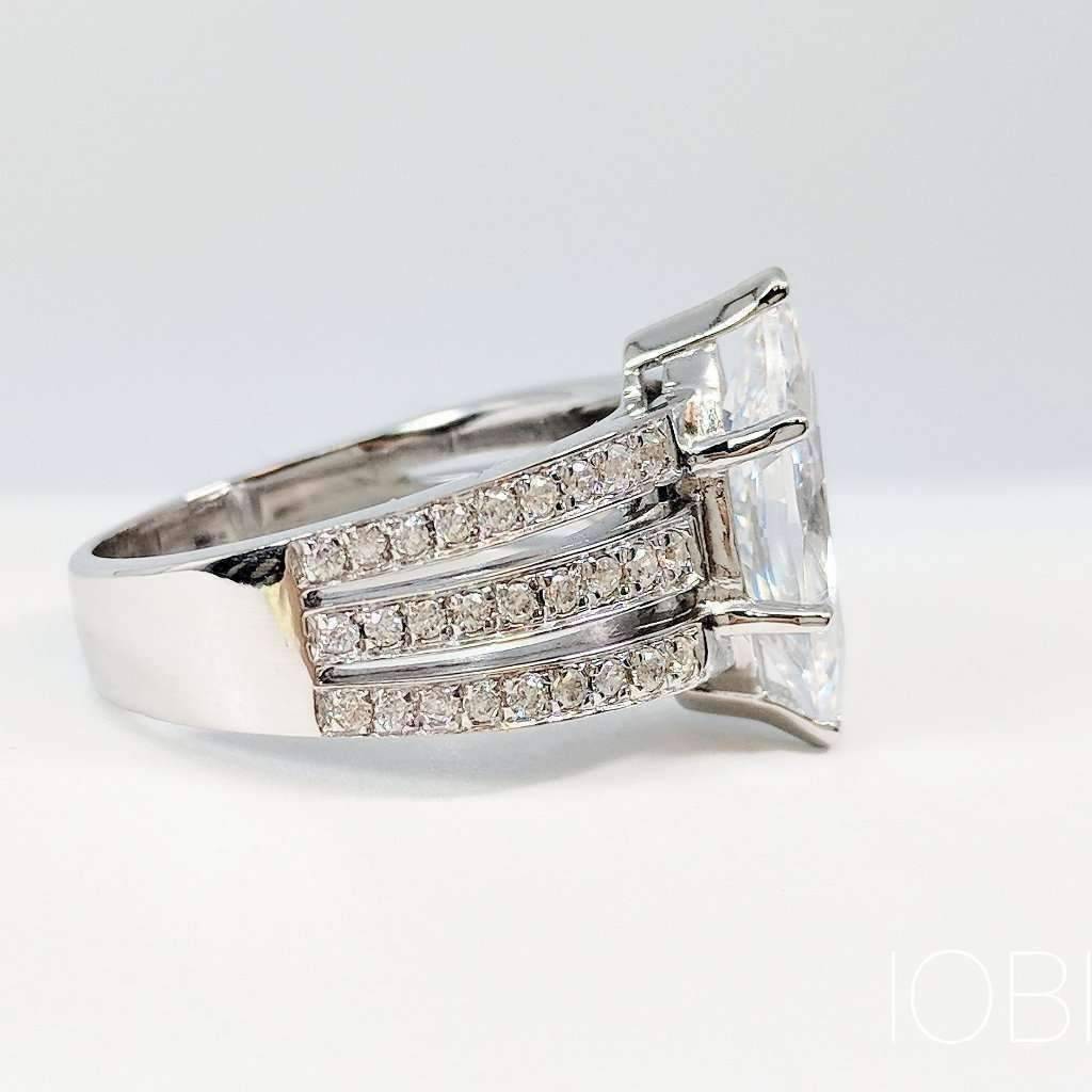 Helena 3CT Marquise Cut Triple Pavé Band OB Simulated Diamond Ring for Women Bridal Engagement Wedding Anniversary Gift