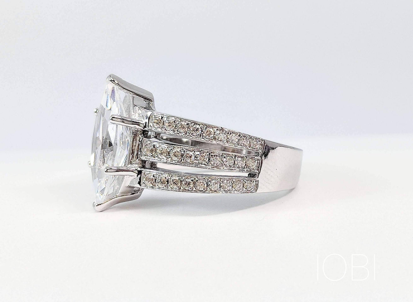 Helena 3CT Marquise Cut Triple Pavé Band OB Simulated Diamond Ring for Women Bridal Engagement Wedding Anniversary Gift