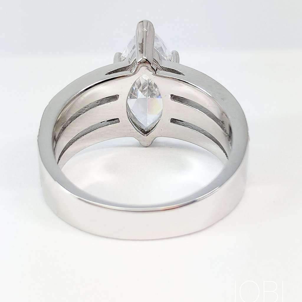 Helena 3CT Marquise Cut Triple Pavé Band OB Simulated Diamond Ring for Women Bridal Engagement Wedding Anniversary Gift