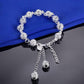 Lacework Beads Openwork Filigree design 8 Inch Silver Bracelet for Women