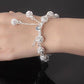 Lacework Beads Openwork Filigree design 8 Inch Silver Bracelet for Women