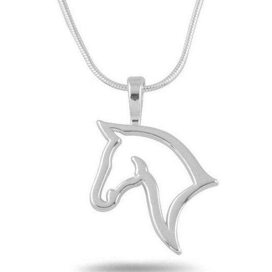 Horse Silhouette Silver Graceful Necklace Pendant on Snake Chain for Woman