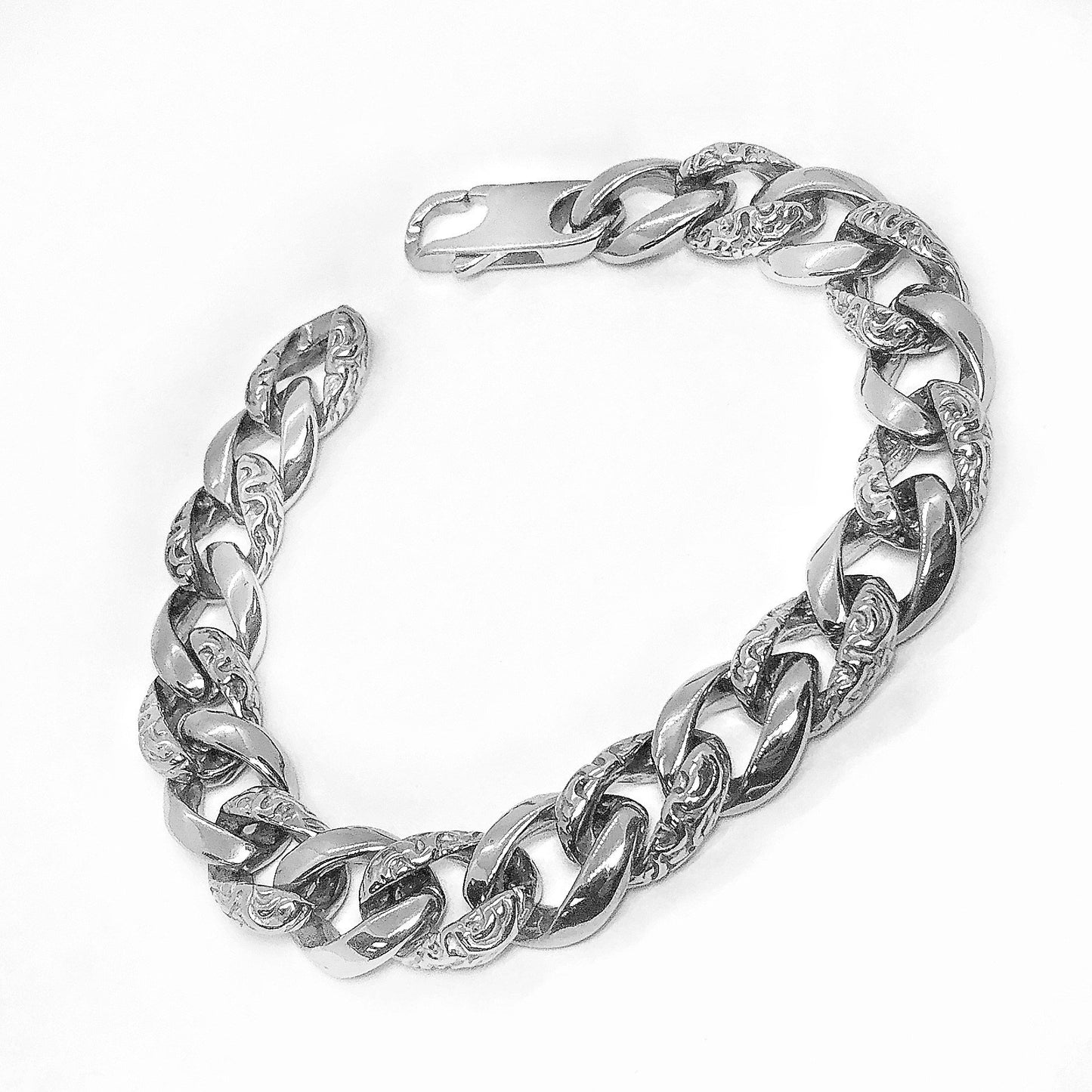 Textured Cuban Curb Link Stainless Steel Bracelet for Men