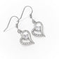 Exaggerated Silver Heart White Zirconia Earrings