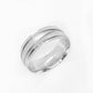 Silver Crossed Lines Stainless Steel Ring