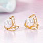 Elegant Triangle Shaped Pearl Stud Earring
