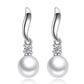 CZ Accented White Pearl Drop Earring