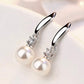 CZ Accented White Pearl Drop Earring