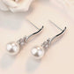 CZ Accented White Pearl Drop Earring