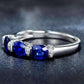 Josette En Bleu 1.5CTW Oval Three Stone Band OB Simulated Diamond Ring for Women Bridal Engagement Wedding Anniversary Gift