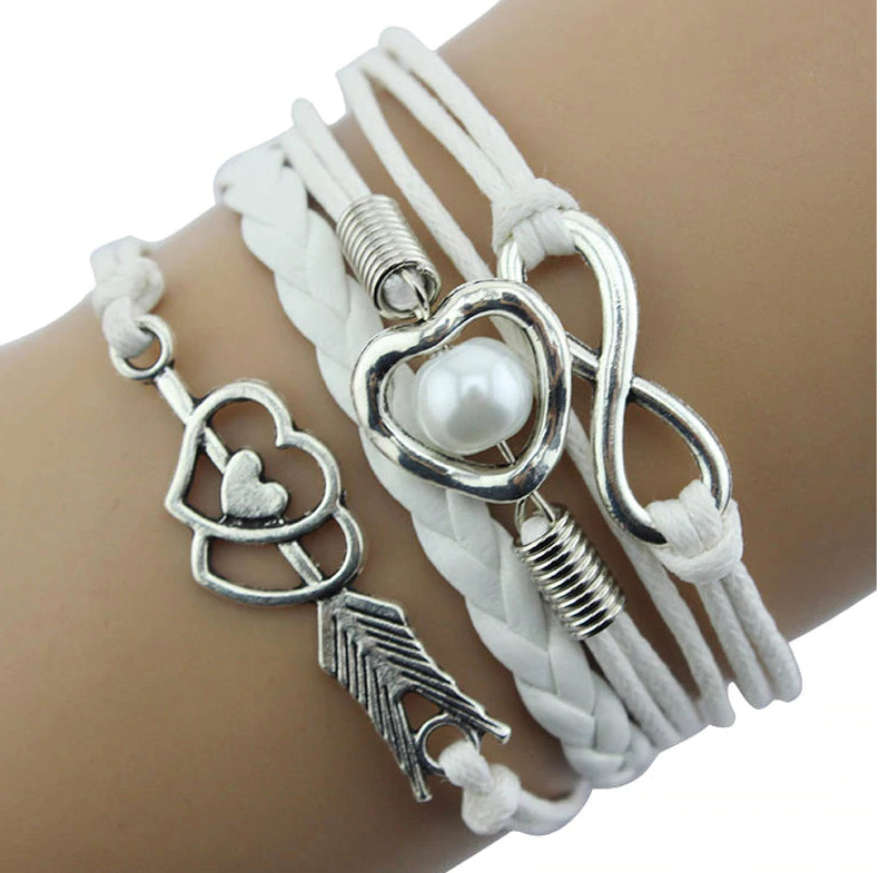 Forever Love Handmade Braided Leather Friendship Bracelet For Woman or A Girl- Six Colors To Choose